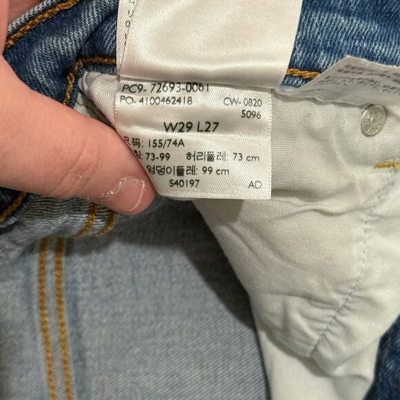 Levi's Premium Jeans Womens 29 x 27 Ribcage Straight Ankle Button Fly Distressed - Picture 6 of 11